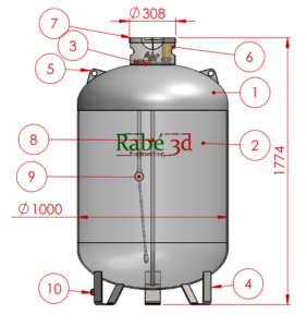Plan réservoir GPL 1000 L